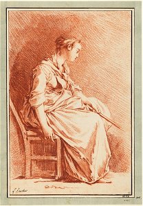 Boucher - Seated Woman Holding a Stick, NMH 2929-1863