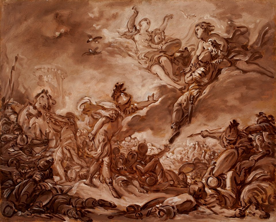 Boucher - Venus Rescuing Paris from Menelaus, 1760–1765