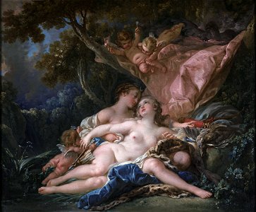 François Boucher - La Nymphe Callisto, séduite par Jupiter sous les traits de Diane, 1759FXD