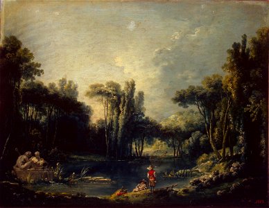 François Boucher - Paysage avec un étang (1746)