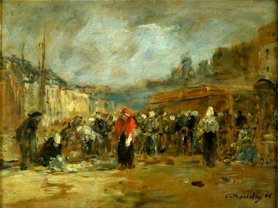 Eugène Boudin - Fish Market, Honfleur - UMMA