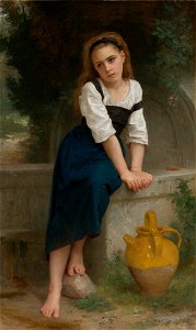 William-Adolphe Bouguereau (1825-1905) - Orphan by the Fountain (1883). Free illustration for personal and commercial use.