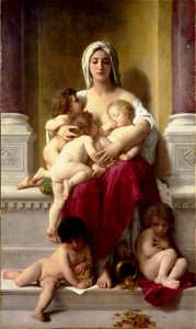 William-Adolphe Bouguereau (1825-1905) - Charity (1878). Free illustration for personal and commercial use.