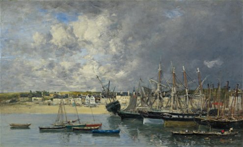 Eugène Boudin - Bateaux à l'Ancre dans le port, Portrieux