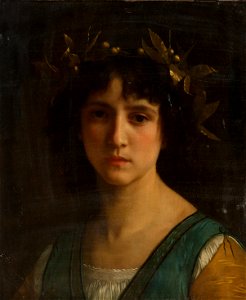 Head of an Italian Girl with a Laurel Wreath by William Adolphe Bouguereau
