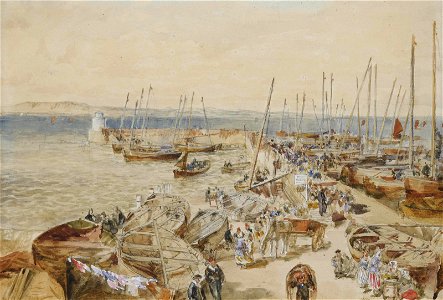 Samuel Bough - Newhaven harbour on the Firth of Forth
