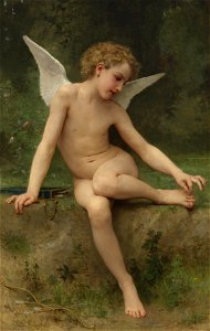 William Bouguereau - L'amour à l'épine (1894). Free illustration for personal and commercial use.