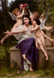 William Adolphe Bouguereau - A Dream of Spring. Free illustration for personal and commercial use.