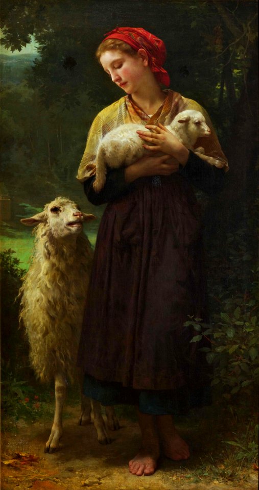 William-Adolphe Bouguereau - L'Agneau Nouveau-Ne (The Shepherdess) - Google Art Project