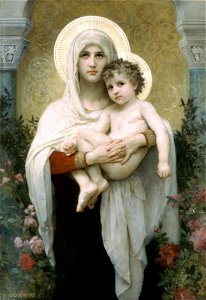 William-Adolphe Bouguereau (1825-1905) - The Madonna of the Roses (1903). Free illustration for personal and commercial use.