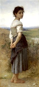 William-Adolphe Bouguereau (1825-1905) - The Young Shepherdess (1885). Free illustration for personal and commercial use.