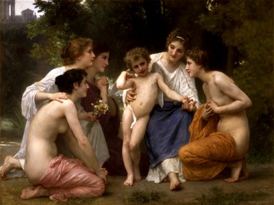 William-Adolphe Bouguereau - Admiration, 1897 (San Antonio Museum of Art). Free illustration for personal and commercial use.