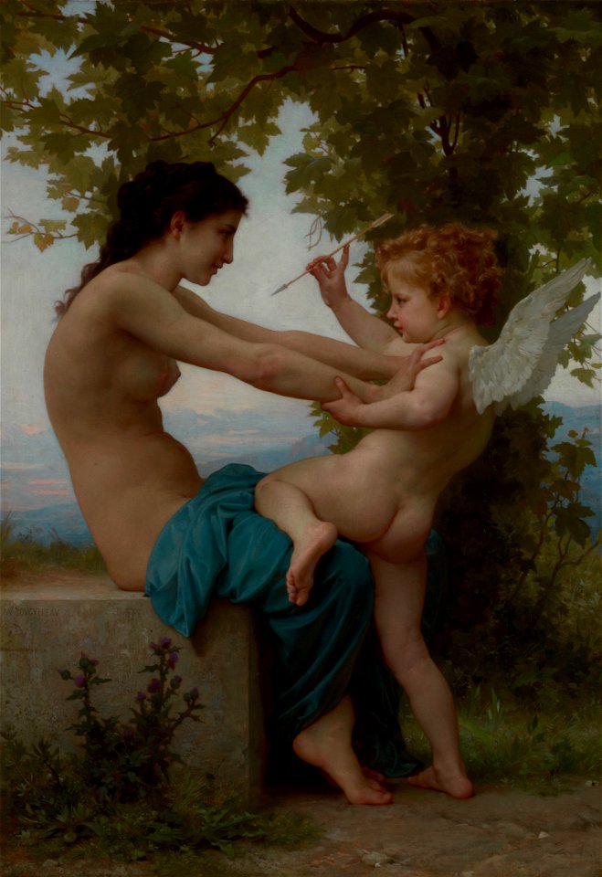 William Adolphe Bouguereau (French - A Young Girl Defending Herself against Eros - Google Art Project