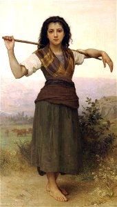 William-Adolphe Bouguereau (1825-1905) - The Shepherdess (1889). Free illustration for personal and commercial use.