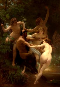 William-Adolphe Bouguereau (1825-1905) - Nymphs and Satyr (1873). Free illustration for personal and commercial use.