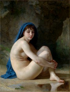 William-Adolphe Bouguereau (1825-1905) - Seated Nude (1884)FXD. Free illustration for personal and commercial use.