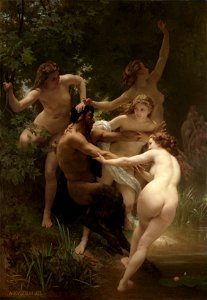 William-Adolphe Bouguereau (1825-1905) - Nymphs and Satyr (1873) HQ. Free illustration for personal and commercial use.