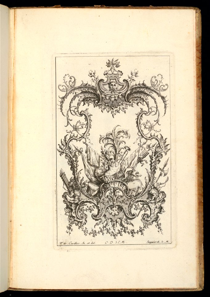 Bound Print, Cartouche with Armorial Trophy, Livre d’ornements (Book of Ornaments), 1738 (CH 18238445)