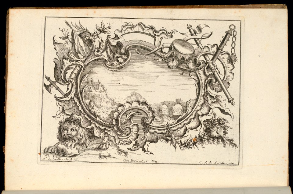 Bound Print, Cartouche with Lion, Livre de Cartouches Irréguliers (Book of Irregular Cartouches), 1738 (CH 18238003)