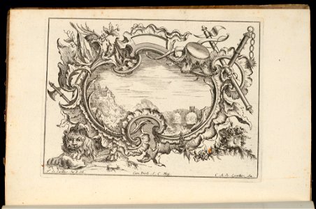 Bound Print, Cartouche with Lion, Livre de Cartouches Irréguliers (Book of Irregular Cartouches), 1738 (CH 18238003)
