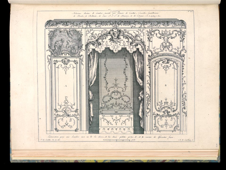 Bound Print, Alcove with Bed, Nouveaux desseins de Lambris (New Wainscoting Designs), 18th century (CH 18238691)