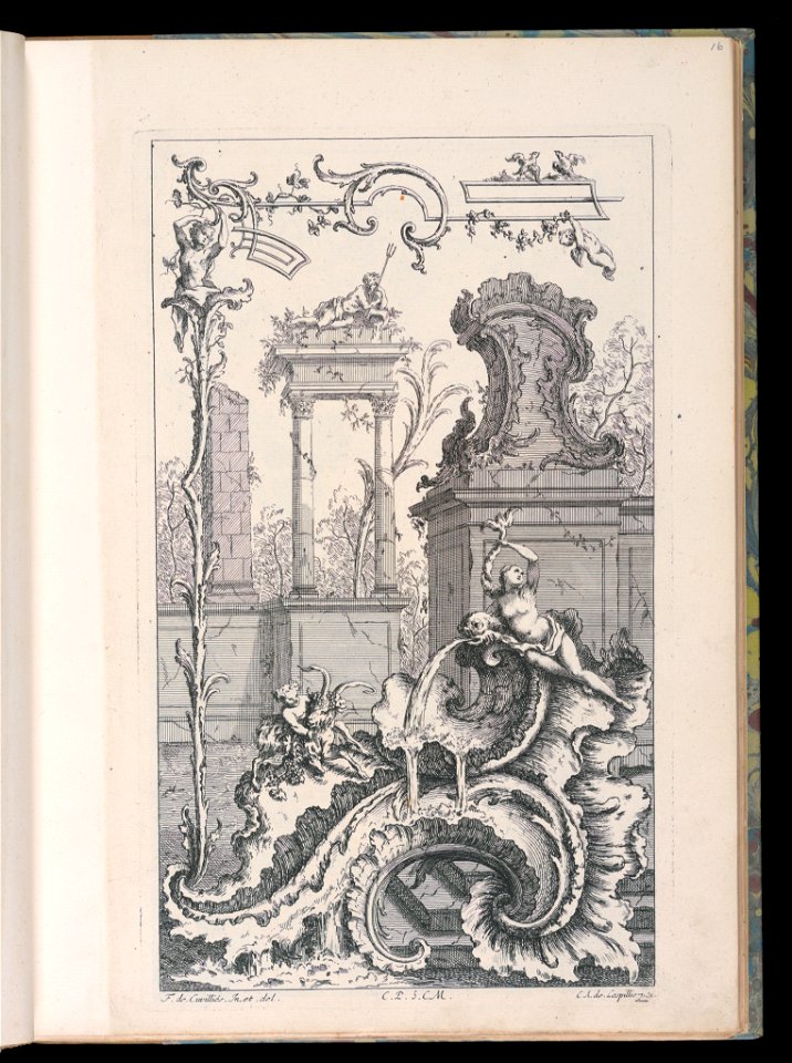 Bound Print, Cartouche with Ruins and Columns, Livre Nouveau de Morceaux de Fantaisie (New Book of Fantasy Pieces), 1738–45 (CH 18238515)