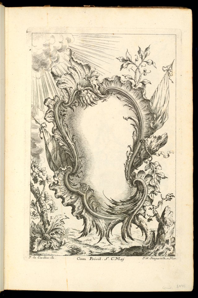 Bound Print, Cartouche with Two Banners, Œuvres de François de Cuvilliés père (Works of François de Cuvilliés the elder), 1738 (CH 18238273)