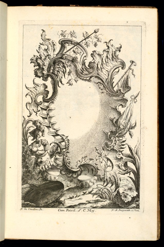 Bound Print, Cartouche with Wine Leaves and Drums, Livre de Cartouches à divers usages (Book of Cartouches for Different Uses), 1738 (CH 18237883)
