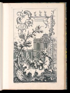 Bound Print, Cartouche with Hunting Motifs, Livre Nouveau de Morceaux de Fantaisie (New Book of Fantasy Pieces), 1738–45 (CH 18238531)