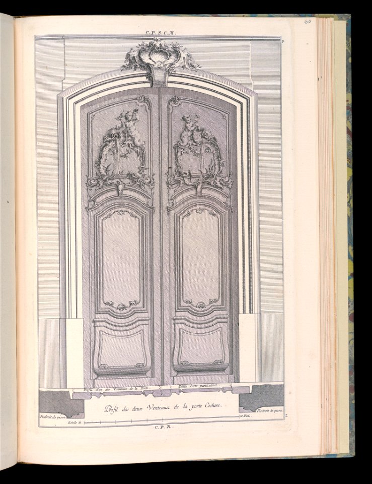 Bound Print, Profil de deux Venteaux de la porte Cochere (Profile of Two Venteaux of a Carriage Door), Livre de Portes Cocheres (Book of Carriage Doors), 18th century (CH 18238795)