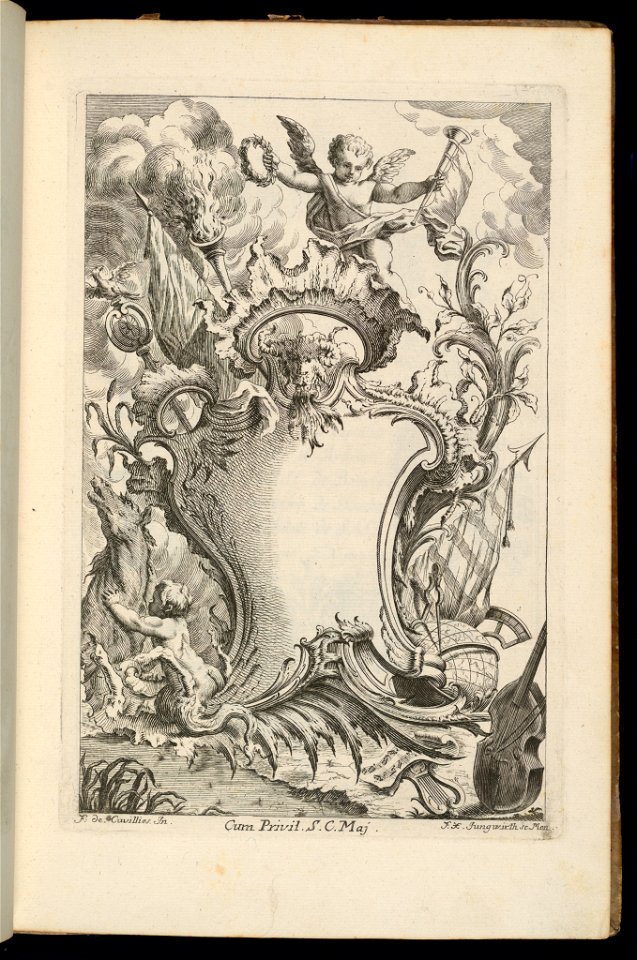 Bound Print, Cartouche with a Genius, Livre de Cartouches à divers usages (Book of Cartouches for Different Uses), 1738 (CH 18237885)