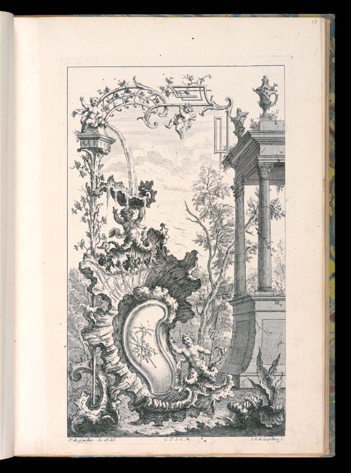 Bound Print, Cartouche with Fountain and Sea Putti, Livre Nouveau de Morceaux de Fantaisie (New Book of Fantasy Pieces), 1738–45 (CH 18238517)
