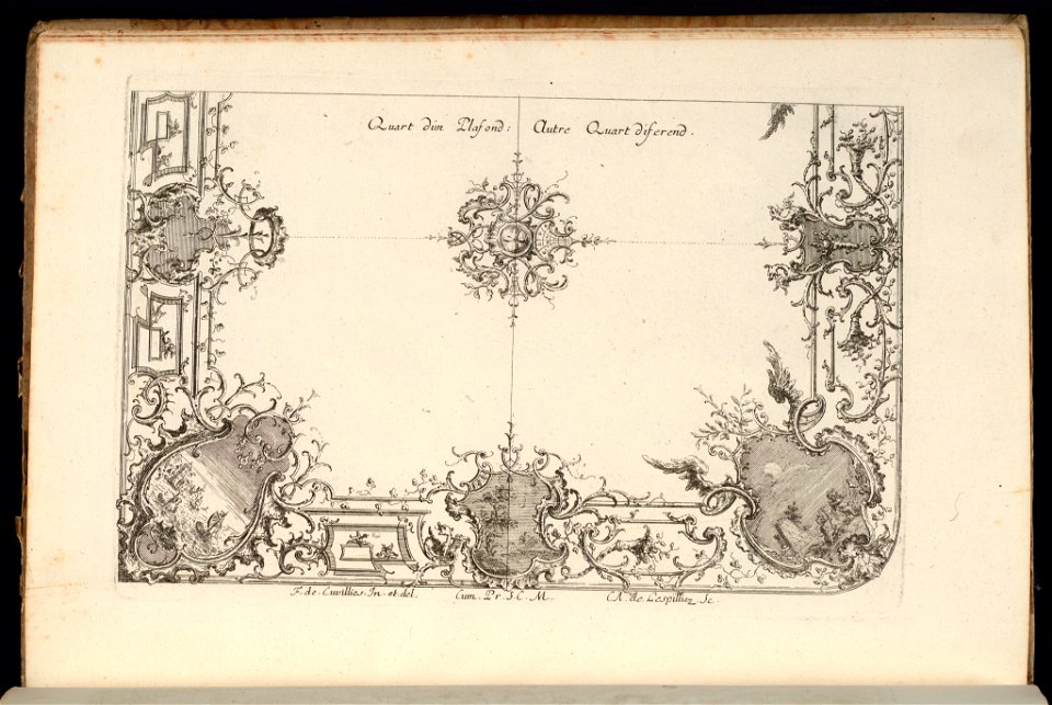 Bound Print, Two Quarters of a Ceiling, Nouveau Livre de Plafonds (New Book of Ceilings), 1740–68 (CH 18238299)
