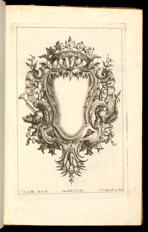 Bound Print, Cartouche Topped by Open Crown, Livre de Cartouches Reguliers (Book of Regular Cartouches), 1738 (CH 18237907)