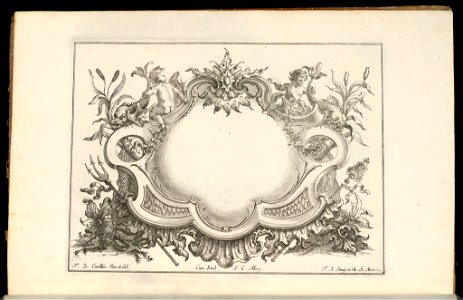 Bound Print, Cartouche with Putti and Dolphins, Livre de Cartouches Reguliers (Book of Regular Cartouches), 1738 (CH 18237955)