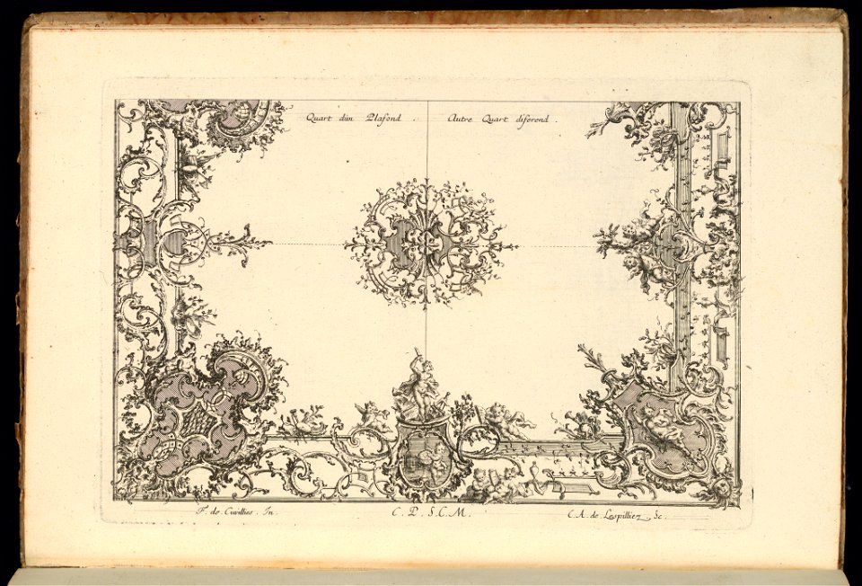 Bound Print, Two Quarters of a Ceiling, Nouveau Livre de Plafonds (New Book of Ceilings), 1740–68 (CH 18238371)