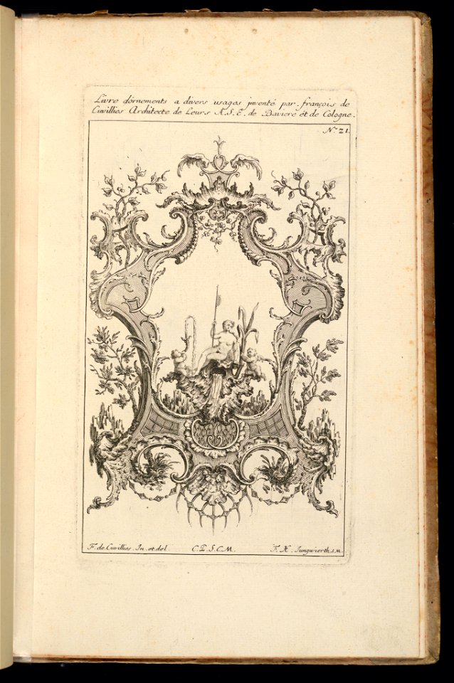 Bound Print, Cartouche with River Goddess, Livre d’ornements (Book of Ornaments), 1738 (CH 18238425)