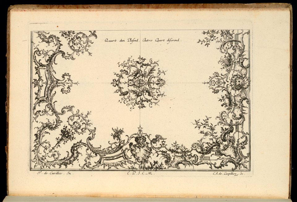 Bound Print, Two Quarters of a Ceiling, Nouveau Livre de Plafonds (New Book of Ceilings), 1740–68 (CH 18238365)