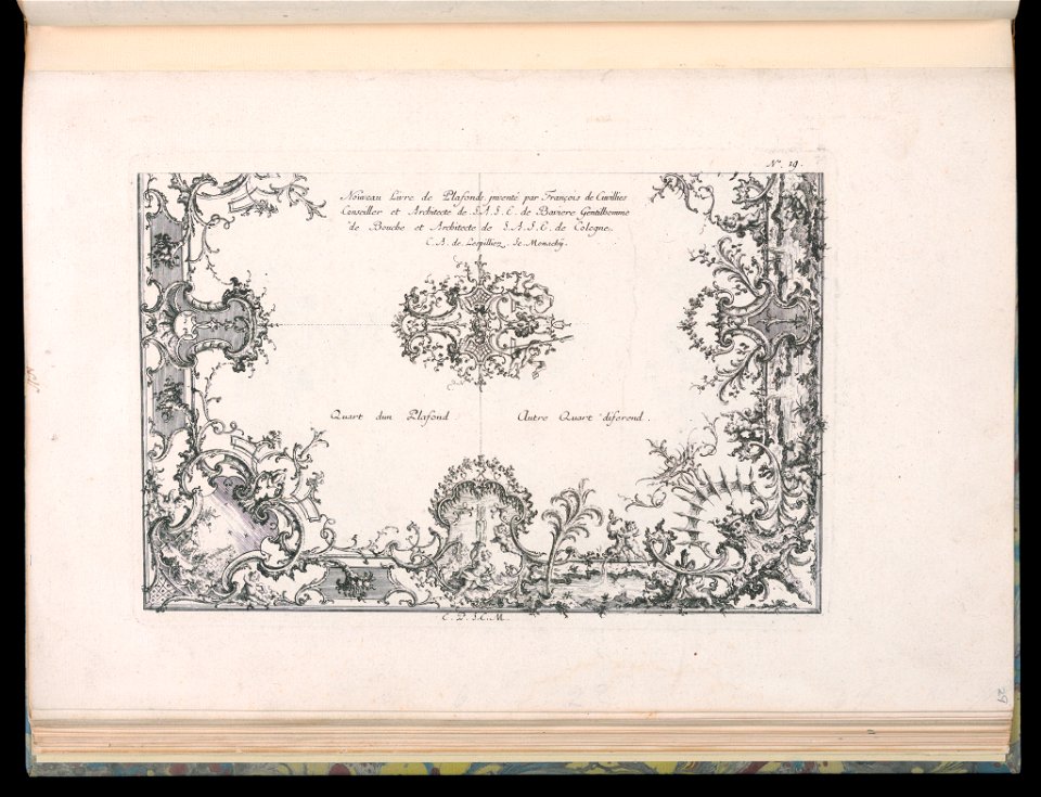 Bound Print, Two Quarters of a Ceiling, Nouveau Livre de Plafonds (New Book of Ceilings), 1740–68 (CH 18238573)
