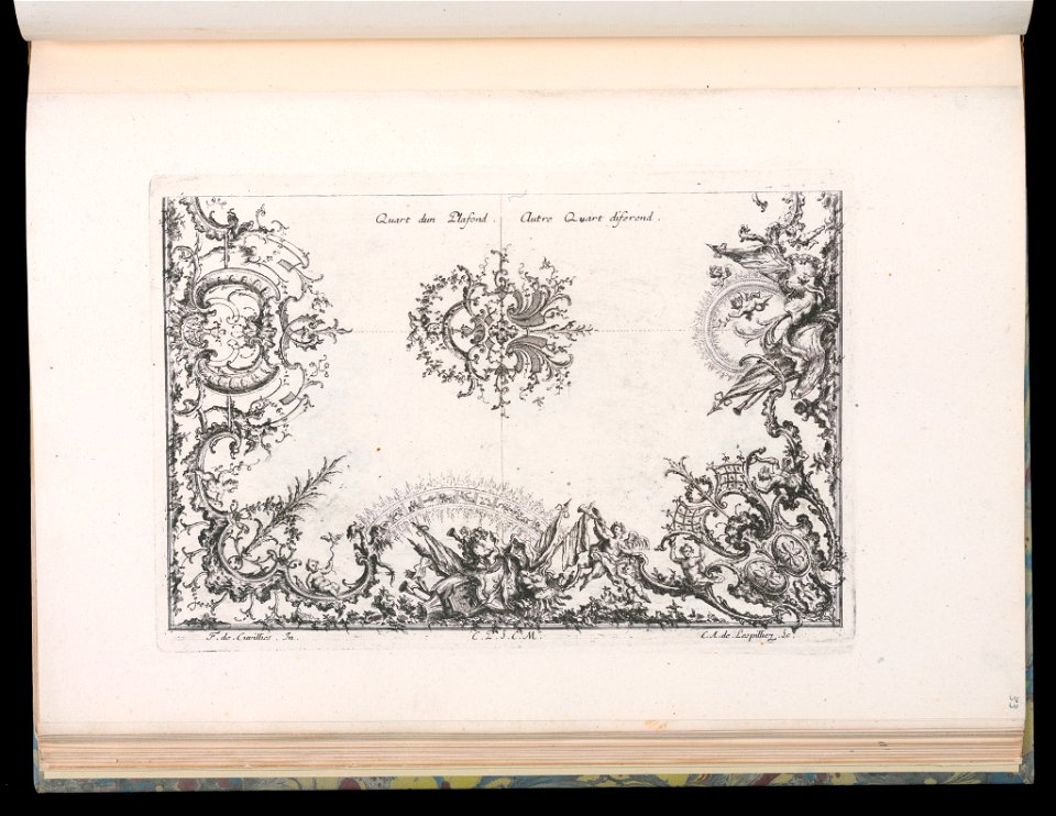 Bound Print, Two Quarters of a Ceiling, Nouveau Livre de Plafonds (New Book of Ceilings), 1740–68 (CH 18238601)