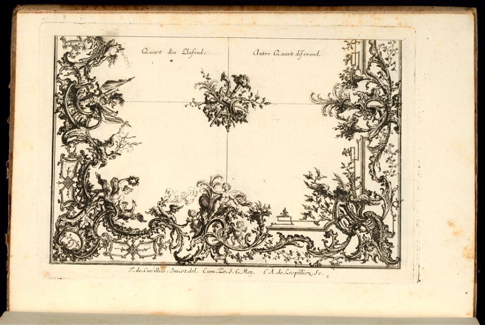 Bound Print, Two Quarters of a Ceiling, Nouveau Livre de Plafonds Irréguliers (New Book of Irregular Ceilings), 1740–68 (CH 18238327)