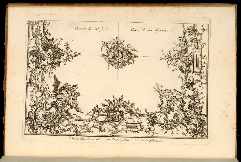 Bound Print, Two Quarters of a Ceiling, Nouveau Livre de Plafonds Irréguliers (New Book of Irregular Ceilings), 1740–68 (CH 18238321)
