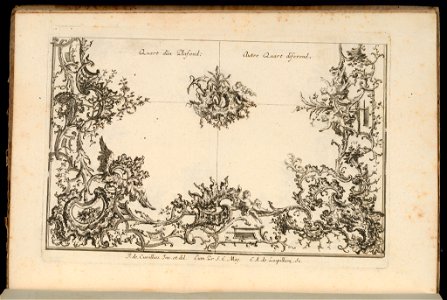 Bound Print, Two Quarters of a Ceiling, Nouveau Livre de Plafonds Irréguliers (New Book of Irregular Ceilings), 1740–68 (CH 18238321)