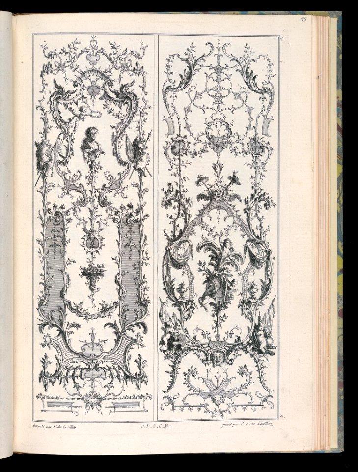 Bound Print, Two Upright Panels, Livre de Paneaux à divers usages (Book of Panels for Various Uses), 1738 and 1745 (CH 18238761)