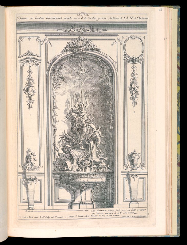 Bound Print, Wall Niche with Fountain, Desseins de Lambris (Wainscoting Designs), 18th century (CH 18238807)