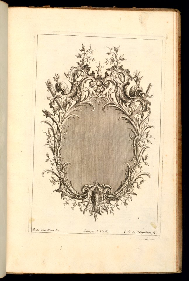 Bound Print, Frame with Rocaille Cartouche, Laurel Branches, and Turkish Bonnets, Troisième Livre de Cadres (Third Book of Frames), 1740–68 (CH 18238255)
