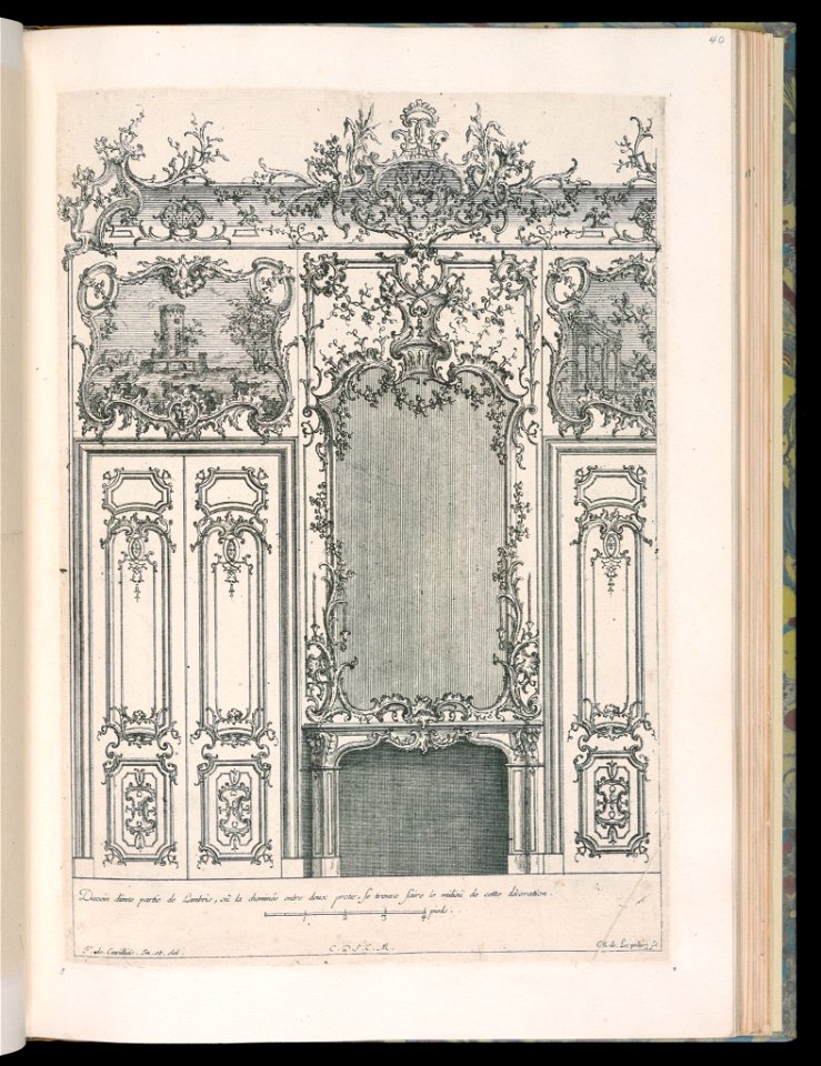 Bound Print, Wall with Chimneypiece and Mirror, Livre de Lambris (Book of Wainscoting), 18th century (CH 18238651)