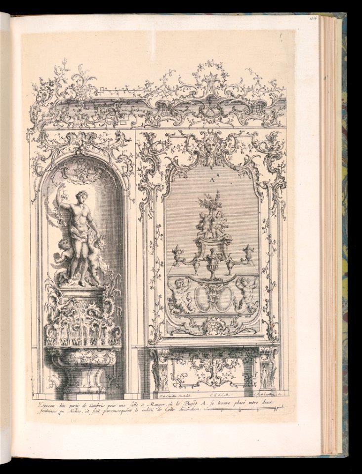 Bound Print, Wall with Fountain and Buffet, Livre de Lambris (Book of Wainscoting), 18th century (CH 18238679)