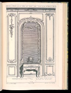 Bound Print, Wall with Mirror and Secretary Desk, Desseins de Lambris (Wainscoting Designs), 18th century (CH 18238841)