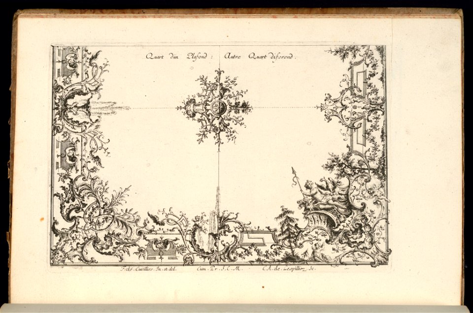 Bound Print, Two Quarters of a Ceiling, Nouveau Livre de Plafonds (New Book of Ceilings), 1740–68 (CH 18238279)